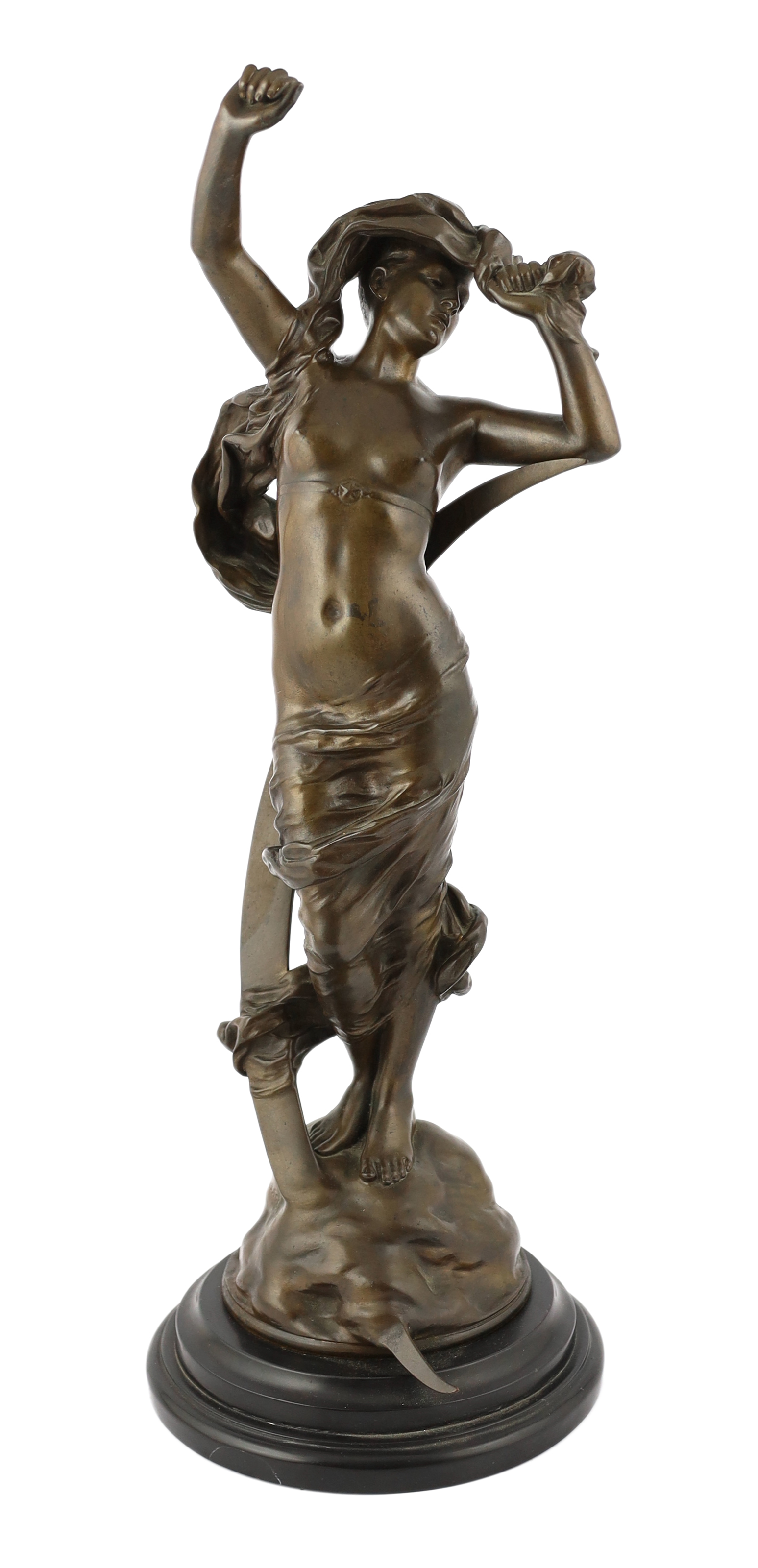 Charles Ernest Dagonet (French, 1856-1926), a bronze figure of 'La Nuit' 22cm diameter, 58cm high
